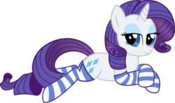 Size: 5109x3000 | Tagged: safe, artist:vaderpl, rarity, pony, unicorn, g4, bedroom eyes, clothes, female, lying, mare, pillow, simple background, socks, solo, striped socks, transparent background, vector