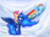 Size: 1262x930 | Tagged: safe, artist:ctb-36, princess luna, rainbow dash, scootaloo, alicorn, pegasus, pony, g4, cloud, cloudy, crown, ethereal mane, flying, jewelry, rainbow trail, regalia, scootaloo riding luna, scootalove, smiling, trio