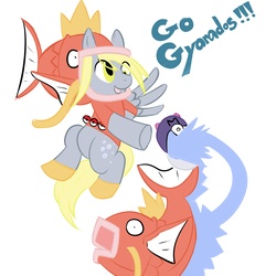 Size: 5000x5000 | Tagged: safe, artist:7th-swell, derpy hooves, magikarp, pegasus, pony, g4, absurd resolution, clothes, crossover, female, hat, mare, poké ball, pokémon