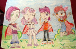 Size: 800x523 | Tagged: safe, artist:ariy-chan, apple bloom, babs seed, scootaloo, sweetie belle, human, g4, humanized