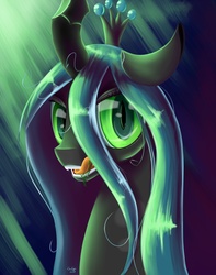 Size: 3000x3800 | Tagged: safe, artist:carligercarl, queen chrysalis, changeling, changeling queen, g4, crown, female, jewelry, licking, licking lips, regalia, speedpaint, tongue out