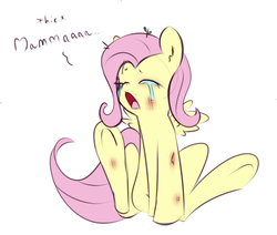 Size: 1280x1086 | Tagged: dead source, safe, artist:kryptchild, fluttershy, pony, g4, crying, female, filly, injured, solo