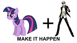 Size: 1600x900 | Tagged: safe, twilight sparkle, g4, exploitable meme, make it happen, meme, narukami yu, persona, persona 4