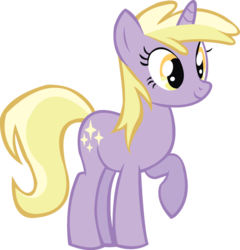 Size: 671x700 | Tagged: safe, artist:schwarzekatze4, dinky hooves, pony, unicorn, g4, alternate universe, female, harmony-verse, horn, mare, raised hoof, simple background, solo, transparent background, vector