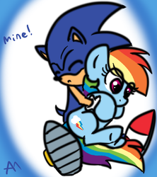 Size: 903x1016 | Tagged: safe, artist:bananimationofficial, rainbow dash, g4, crossover, male, sonic the hedgehog, sonic the hedgehog (series)