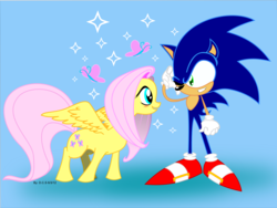 Size: 3648x2736 | Tagged: safe, artist:drawing-elite-9, fluttershy, g4, crossover, crossover shipping, fluttersonic, interspecies, love, male, shipping, sonic the hedgehog, sonic the hedgehog (series)