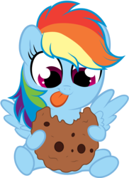 Size: 5000x6852 | Tagged: safe, artist:stepandy, rainbow dash, g4, absurd resolution, cookie, cute, female, filly, simple background, solo, tongue out, transparent background, vector