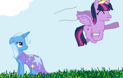 Size: 862x547 | Tagged: safe, artist:demi-mlp, trixie, twilight sparkle, alicorn, pony, g4, female, mare, twilight sparkle (alicorn)