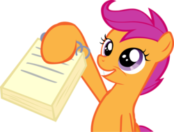 Size: 900x684 | Tagged: safe, artist:edwardten, scootaloo, g4, happy, notebook, simple background, transparent background, vector