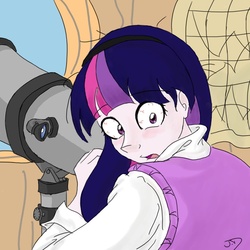 Size: 800x800 | Tagged: safe, artist:iirk, twilight sparkle, human, g4, humanized, telescope