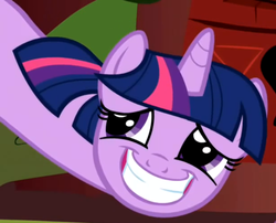 Size: 656x530 | Tagged: safe, screencap, twilight sparkle, g4, bad poker face, long neck, neck, smiling