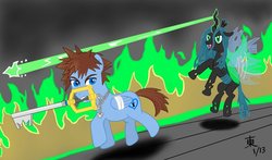 Size: 1024x602 | Tagged: safe, artist:jazzytyfighter, queen chrysalis, pegasus, pony, g4, crossover, disney, kingdom hearts, ponified, sora