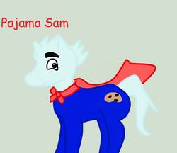 Size: 693x598 | Tagged: safe, artist:askponypajamasam, pony, darkness, humongous entertainment, no need to hide when it's dark outside, pajama man, pajama sam, ponified, solo, you are what you eat from your head to your feet