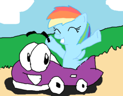 Size: 815x635 | Tagged: safe, artist:sp19047, rainbow dash, g4, car, convertible, crossover, humongous entertainment, putt-putt