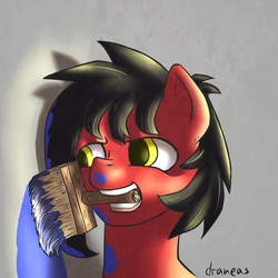 Size: 1000x1000 | Tagged: safe, artist:draneas, oc, oc only, paint, paint on fur, paintbrush