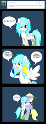 Size: 1330x3551 | Tagged: safe, artist:chromadraws, derpy hooves, oc, oc:chroma feather, pegasus, pony, g4, amputee, ask, female, mare, prosthetics, tumblr, tumblr comic