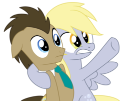 Size: 1024x823 | Tagged: safe, artist:peora, artist:x-blackpearl-x, edit, derpy hooves, doctor whooves, time turner, earth pony, pegasus, pony, g4, female, male, mare, necktie, simple background, stallion, transparent background, vector, x x everywhere