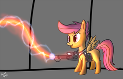Size: 1500x966 | Tagged: safe, artist:saine grey, scootaloo, g4, crossover, ghostbusters