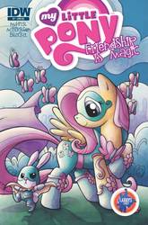 Size: 2063x3131 | Tagged: safe, artist:agnesgarbowska, idw, angel bunny, fluttershy, butterfly, g4, comic, costume, cover, superhero