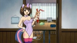 Size: 638x358 | Tagged: safe, twilight sparkle, g4, asahina mikuru, bunny girl, bunny suit, clothes, cosplay, melancholy of haruhi suzumiya, nagato yuki, playboy bunny, suzumiya haruhi