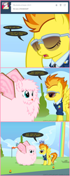 Size: 660x1645 | Tagged: safe, artist:mixermike622, spitfire, oc, oc:fluffle puff, tumblr:ask fluffle puff, g4, ask, cardboard wings, comic, fake wings, tumblr, wonderbolts