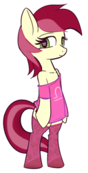 Size: 500x976 | Tagged: safe, artist:grissaecrim, roseluck, earth pony, pony, g4, bipedal, clothes, off shoulder, shirt, simple background, socks, transparent background