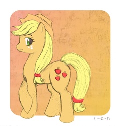 Size: 864x912 | Tagged: safe, artist:peachei, applejack, g4, crossed hooves, female, solo