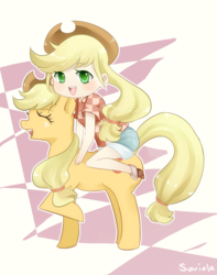 Size: 500x636 | Tagged: safe, artist:saviala, applejack, human, g4, female, human ponidox, humanized, solo