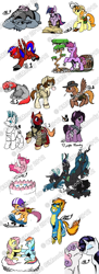 Size: 800x2193 | Tagged: safe, artist:gimoody, berry punch, berryshine, carrot top, fido, fluttershy, golden harvest, pinkie pie, queen chrysalis, rarity, scootaloo, spitfire, sweetie belle, twilight sparkle, oc, oc:calamity, changeling, diamond dog, earth pony, pegasus, pony, unicorn, fallout equestria, g4, battle saddle, cloud, cowboy hat, dashite, do not steal, eyes closed, fanfic, fanfic art, female, flying, gun, hat, hooves, lying down, male, mare, on a cloud, rifle, sitting, sitting on a cloud, smiling, spread wings, stallion, standing, teeth, wall of watermarks, watermark, weapon, wings