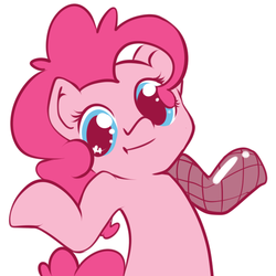 Size: 500x500 | Tagged: safe, artist:pinkieinprivate, pinkie pie, earth pony, pony, g4, looking at you, shrug, shrugpony, simple background, solo, white background