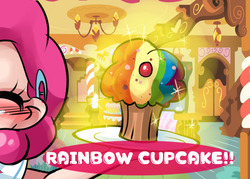 Size: 700x500 | Tagged: safe, pinkie pie, human, pony, fanfic:cupcakes, g4, cupcake, female, humanized, implied rainbow dash, rainbow cupcake