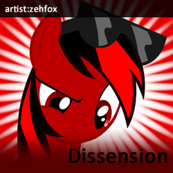 Size: 250x250 | Tagged: safe, artist:zehfox, oc, oc only, dissension, meta, recolor, red and black oc, spoiler tag, spoilered image joke, sunglasses