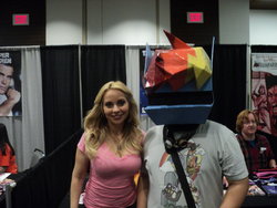 Size: 900x675 | Tagged: safe, artist:ninjapaul, rainbow dash, human, .mov, g4, convention, cosplay, irl, irl human, photo, tara strong