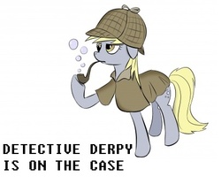 Size: 405x337 | Tagged: safe, derpy hooves, pegasus, pony, g4, bubble pipe, deerstalker, detective, female, hat, lowres, mare, pipe, sherlock holmes