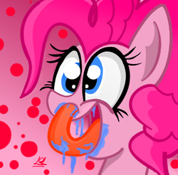 Size: 900x884 | Tagged: safe, artist:daniel-sg, pinkie pie, pony, g4, drool, nose picking, solo, tongue out