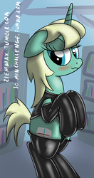 Size: 629x1188 | Tagged: safe, artist:ziemniax, idw, jade singer, summer mane, pony, g4, micro-series #1, my little pony micro-series, bedroom eyes, blushing, clothes, rule 63, socks, solo, stockings, vest