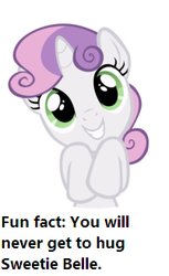 Size: 201x329 | Tagged: safe, sweetie belle, g4, cute, hug, sad truth, text, truth, you will never x