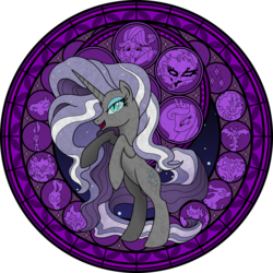 Size: 3587x3587 | Tagged: safe, artist:jackos92, jerome, larry, nightmare rarity, princess luna, rarity, shadowfright, nightmare forces, g4, spoiler:comic, disney, dive to the heart, kingdom hearts, nightmare creature, nightmare grayity, stained glass, unnamed character, unnamed nightmare forces