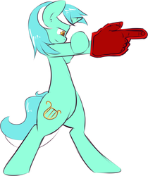 Size: 1494x1781 | Tagged: safe, artist:kryptchild, lyra heartstrings, pony, g4, dead space, female, hand, hand cannon, solo