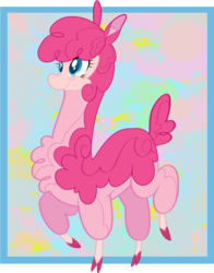 Size: 835x1066 | Tagged: safe, artist:silentazrael, paprika (tfh), pinkie pie, alpaca, them's fightin' herds, g4, alpacafied, community related, cute, female, pink, raised hoof, raised leg, recolor, smiling, solo, species swap