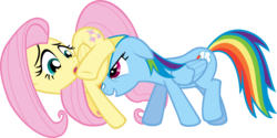 Size: 10001x4987 | Tagged: safe, artist:iamcommando13, fluttershy, rainbow dash, pegasus, pony, g4, absurd resolution, duo, duo female, female, folded wings, mare, simple background, transparent background, vector, wings