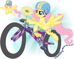 Size: 1024x819 | Tagged: safe, artist:deathpwny, fluttershy, pegasus, pony, g4, bicycle, female, helmet, mare, simple background, solo, tongue out, transparent background, vector