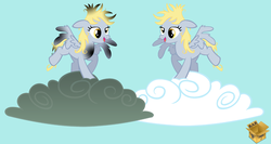 Size: 2817x1500 | Tagged: safe, artist:pirill, derpy hooves, pegasus, pony, g4, cloud, female, mare, solo