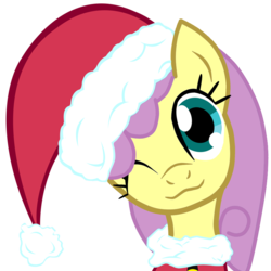 Size: 2000x2000 | Tagged: safe, artist:dafrenchbrony, parasol, pegasus, pony, g4, bust, christmas, christmas ponies, clothes, costume, female, hat, holiday, looking at you, mare, one eye closed, recolor, santa costume, santa hat, simple background, solo, transparent background, wink