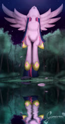 Size: 1206x2300 | Tagged: safe, artist:gamermac, twilight sparkle, alicorn, pony, g4, female, mare, night, pond, reflection, twilight sparkle (alicorn), water