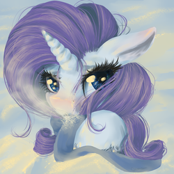 Size: 2000x2000 | Tagged: safe, artist:quennyqueen, rarity, pony, g4, clothes, female, scarf, solo