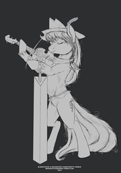Size: 1746x2500 | Tagged: safe, artist:blindcoyote, fiddlesticks, pony, g4, apple family member, female, microphone, musical instrument, solo, violin