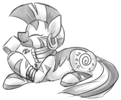 Size: 687x571 | Tagged: safe, artist:fizzy-dog, zecora, pony, zebra, g4, female, grayscale, simple background, solo