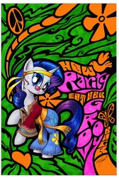 Size: 640x951 | Tagged: safe, artist:andypriceart, idw, rarity, pony, g4, micro-series #3, my little pony micro-series, spoiler:comic, clothes, comic, cover, female, glasses, headband, hippie, solo