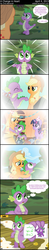 Size: 1424x7276 | Tagged: safe, artist:wildtiel, applejack, spike, twilight sparkle, g4, spike at your service, comic, dialogue, ship:applespike, shipping, speech bubble, thought bubble